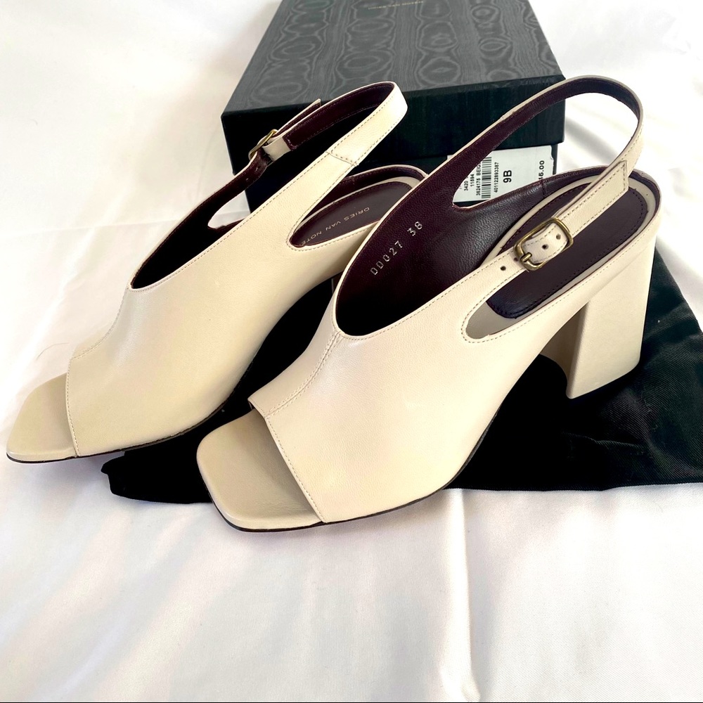 Dries Van Noten Leather Block-Heel Slingback - Sz 8/EU 38